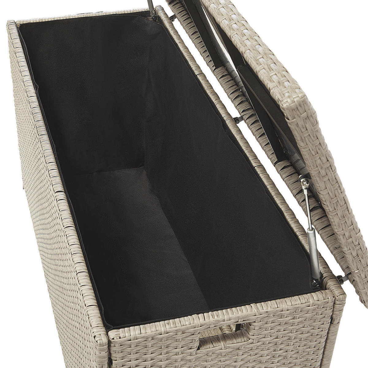 AUFLAGENBOX Rattan taupe 126/46 cm Modena - Beige/Schwarz, Kunststoff (126/63/46cm) - Beliani