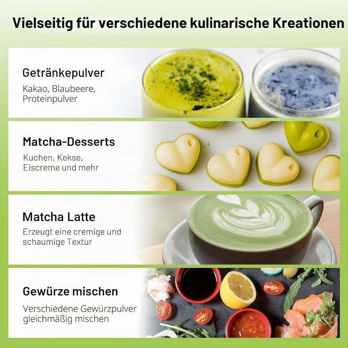 MATCHA Set 5-teiliges Set - Weiß, Naturmaterialien (11/1.5/22cm)