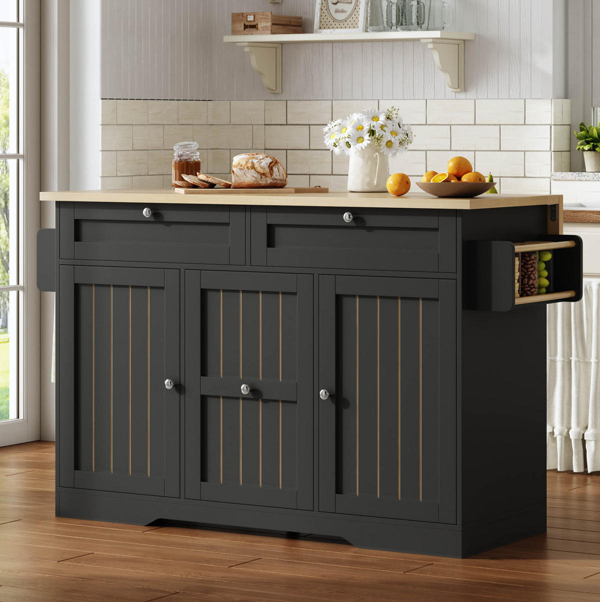 KÜCHENINSEL klappbar 120 x 45(70) x 92 cm Schwarz MDF - Schwarz, Holz (70/92/120cm) - Beauniv