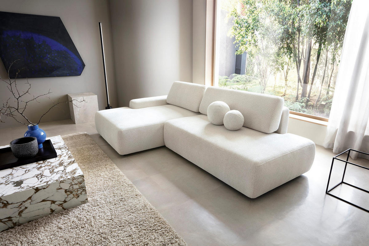 ECKSOFA 275 cm mit Schlaffunktion Orea O, Links, Creme - Creme, Holz (276/164cm) - Emporius