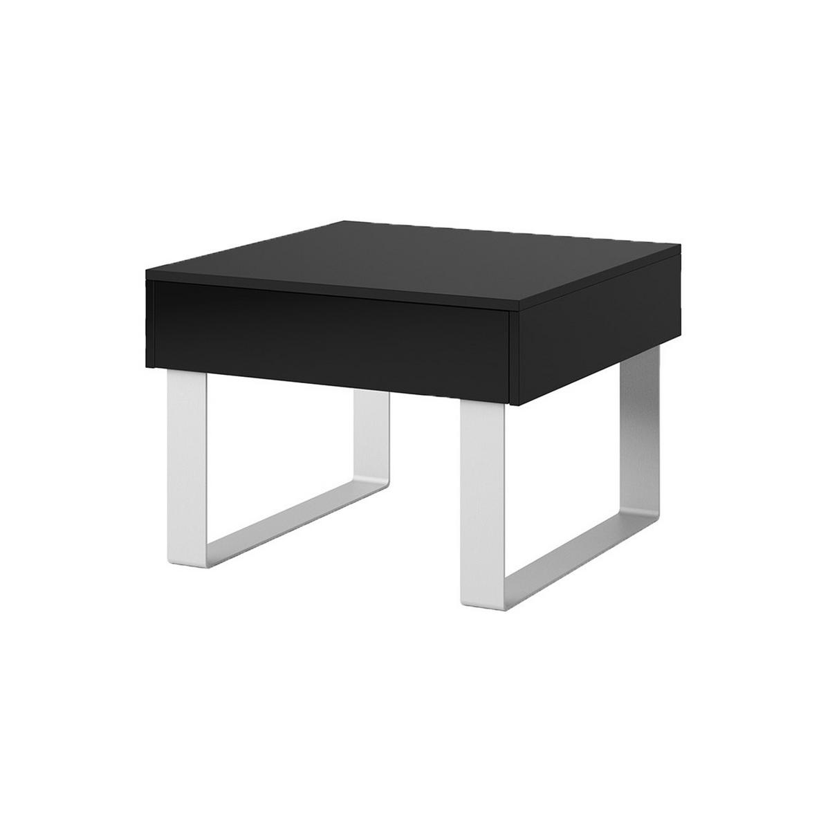COUCHTISCH Bird Schwarz, mit Schublade - Silberfarben/Schwarz, Holzwerkstoff (63/63/45cm) - Bettso