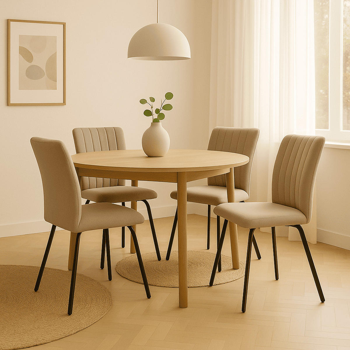 ESSZIMMERSTUHL Pretty Beige 45/57/48 cm 4er-Set - Beige, Textil (57/48/45cm) - Calicosy