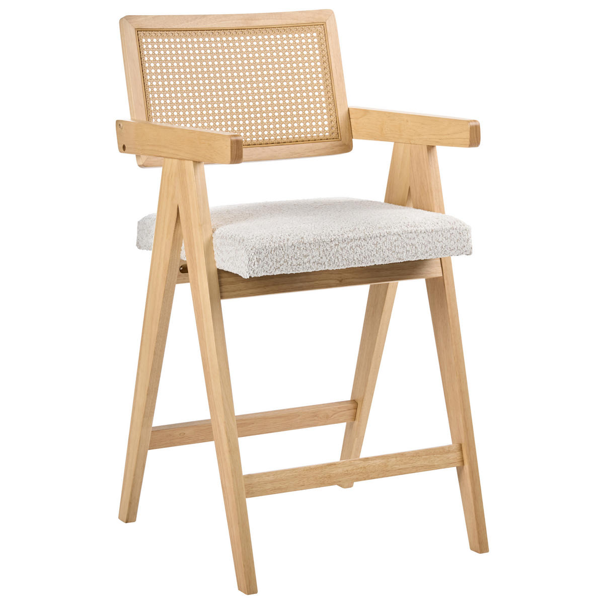 BARSTUHL 2er-Set Holz Hellbraun/Beige Ava - Hellbraun, Holz (55/102/65cm) - Beliani