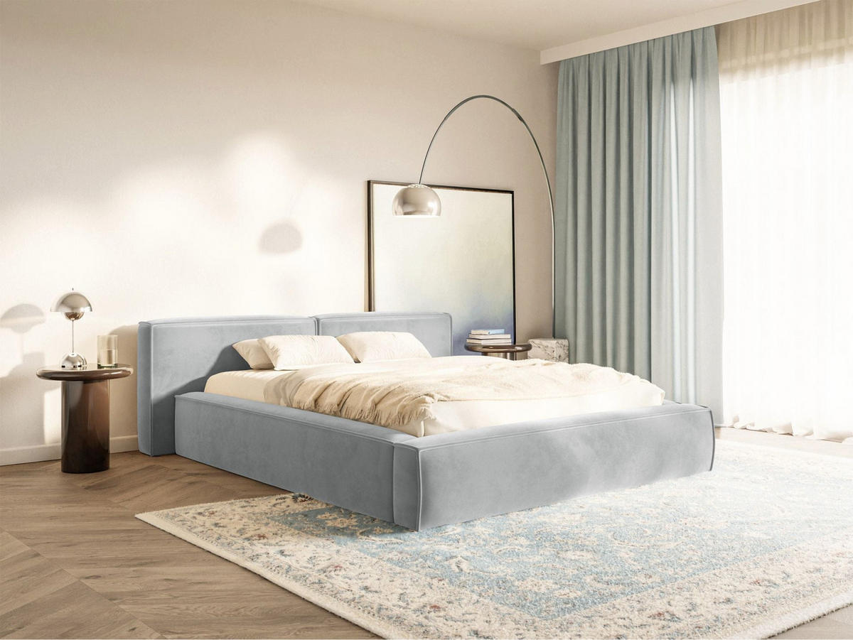 POLSTERBETT Tilves Low Hellgrau 180x200 cm - Hellgrau/Schwarz, Kunststoff/Textil (180/200cm) - Selsey