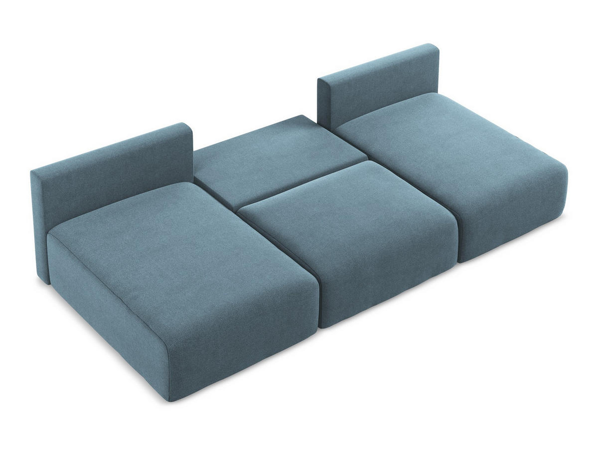 WOHNLANDSCHAFT Strukturstoff Stoff Blau - Blau/Schwarz, Kunststoff/Textil (304/79/149cm) - Makamii