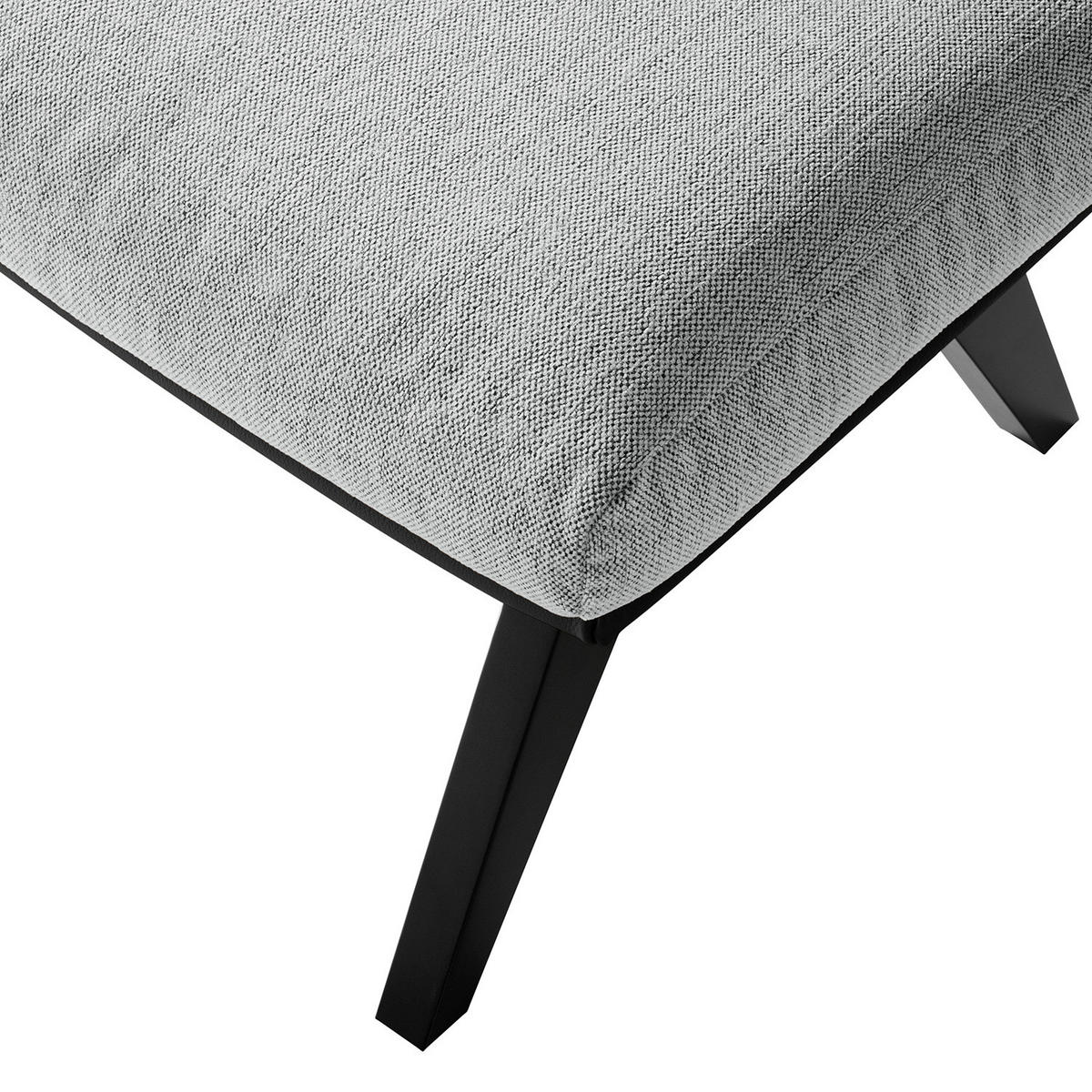 HOCKER mit Holzfüßen - Hellgrau/Schwarz, Birkenholz/Textil (54/41/41cm) - home24