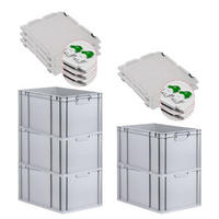 EUROBOX 5x Nextgen Economy Mit Scharnierdeckel Grau/GrünGriffe Geschlossen 65 Liter - Grün, Kunststoff (40/32/60cm) - PROREGAL