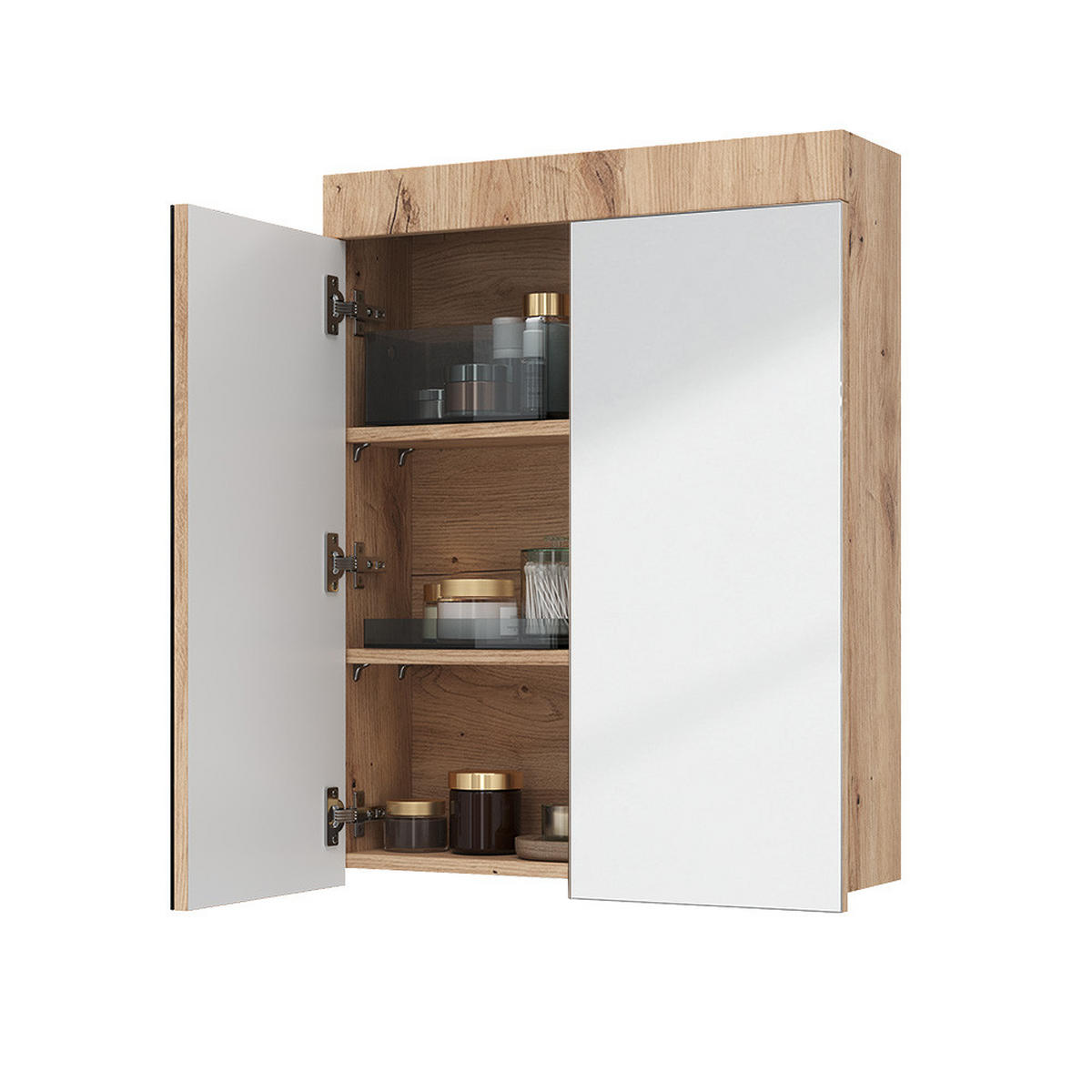 BADSPIEGELSCHRANK Luna Eiche Wotan 60 x 77 cm - Eiche Wotan, Holzwerkstoff (60/77/17cm) - Vicco