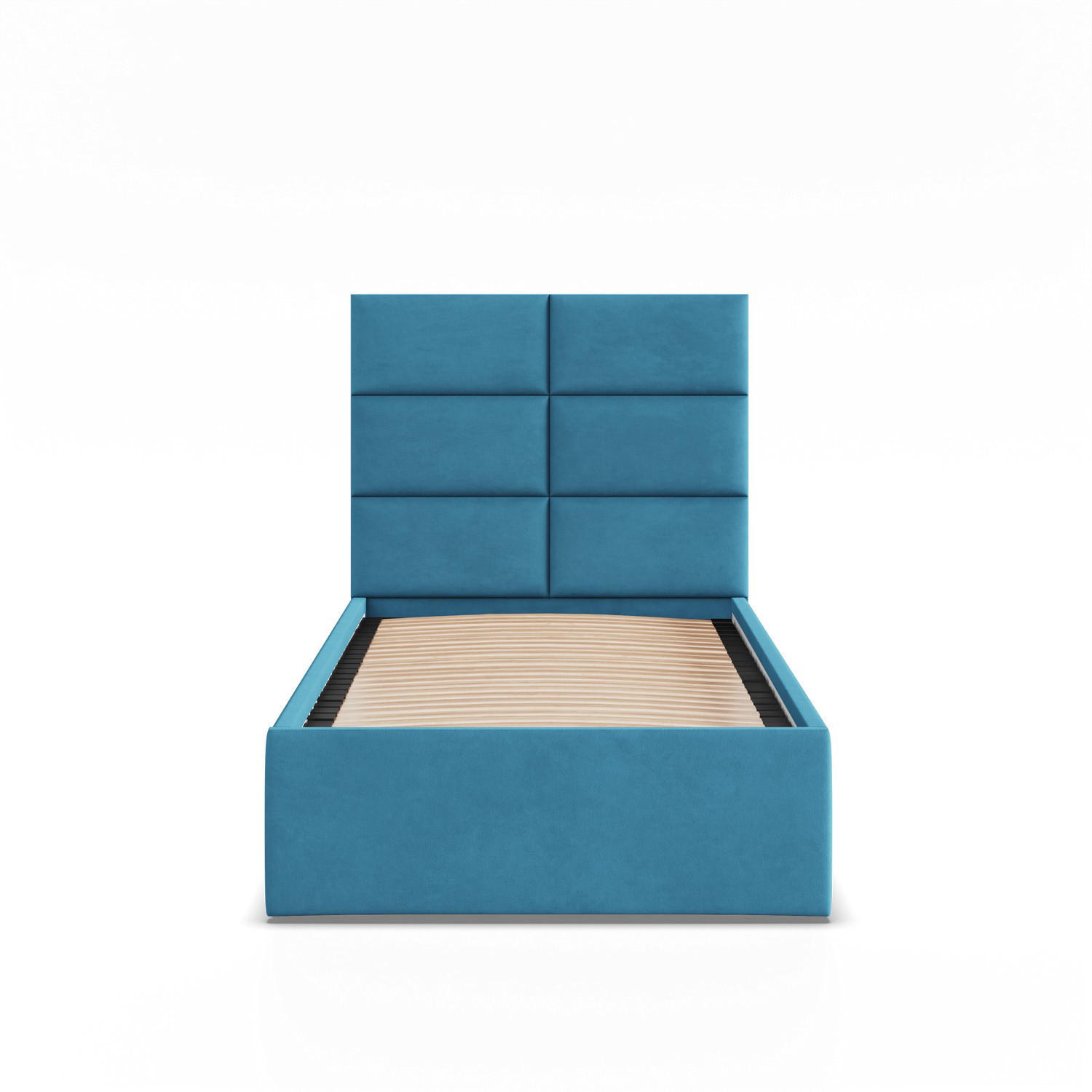 POLSTERBETT MIT KOPFTEIL 90x200 ohne Bettkasten YORK, Blau - Blau, Textil (90/200cm) - Mebligo