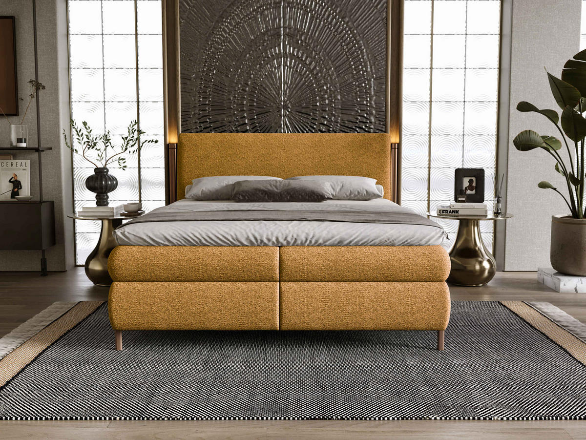 BOXBETT Evia - H3 - Braun, Holzwerkstoff/Textil (160/200cm) - MIRJAN24
