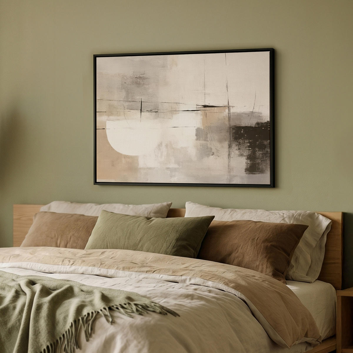 LEINWAND Bilder mit Rahmen - Abstrakt - Kunst - Grau - 80x60 - Hellgrau, Textil (80/60cm) - MuchoWow
