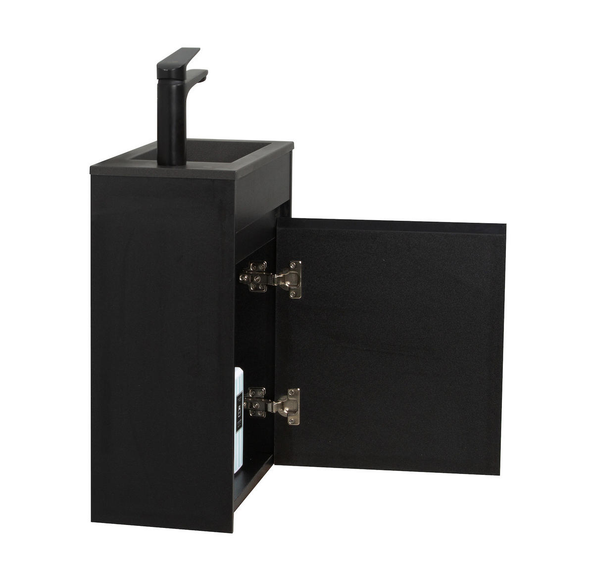 GÄSTE-WC-MÖBELSET Sinta 2 Teile Schwarz Holz - Schwarze Waschbecken - 40 x 22 x 54 cm - Schwarz, Holz (40/54/22cm) - Badplaats