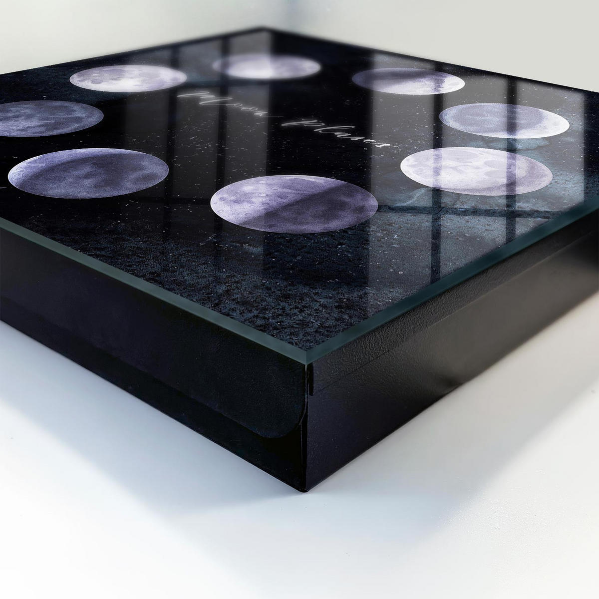 SCHLÜSSELBOX Schwarz 30x30 cm- Türöffnung nach rechts - Mondphasen - Dunkelblau, Metall (30/30/5cm) - TULUP