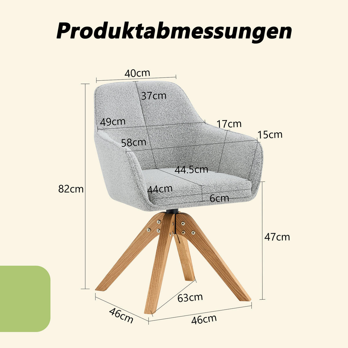 ARMLEHNSTUHL-SET DE-36640 2 Stück mit Stoffbezug und Massivholzbeinen Grau - Grau, Holz (46/82/58cm) - ComfortXL