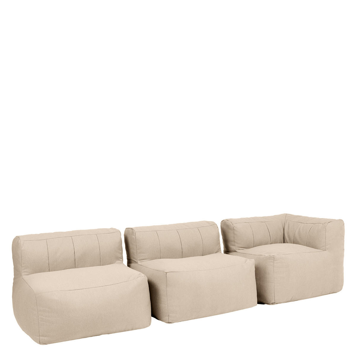 SITZSACK-SOFA Outdoor 3 tlg.: Ecksessel, 2 Sessel - Beige, Textil (290/68/100cm) - icon