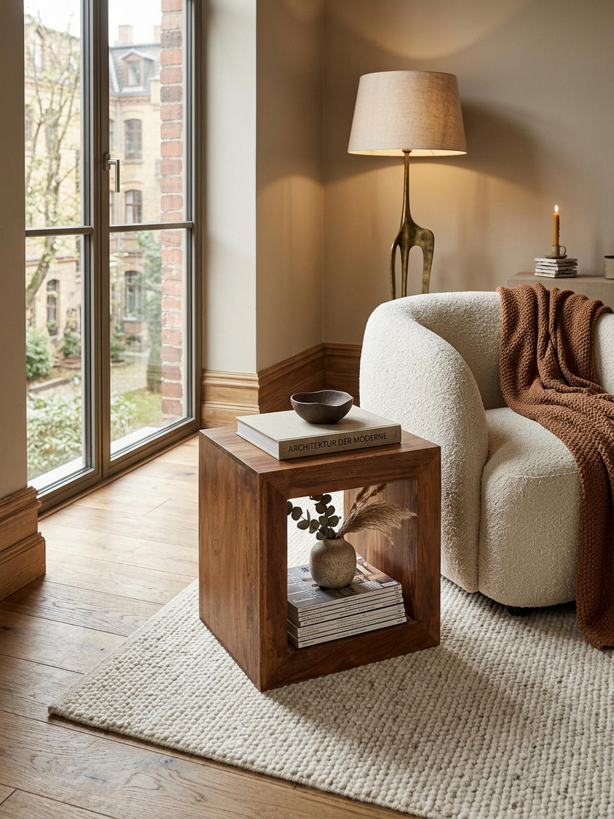 STANDREGAL – Naturholz, 44x44x33 cm, handgefertigt, geradlinig - Braun, Holz (44/44/33cm) - KADIMA DESIGN