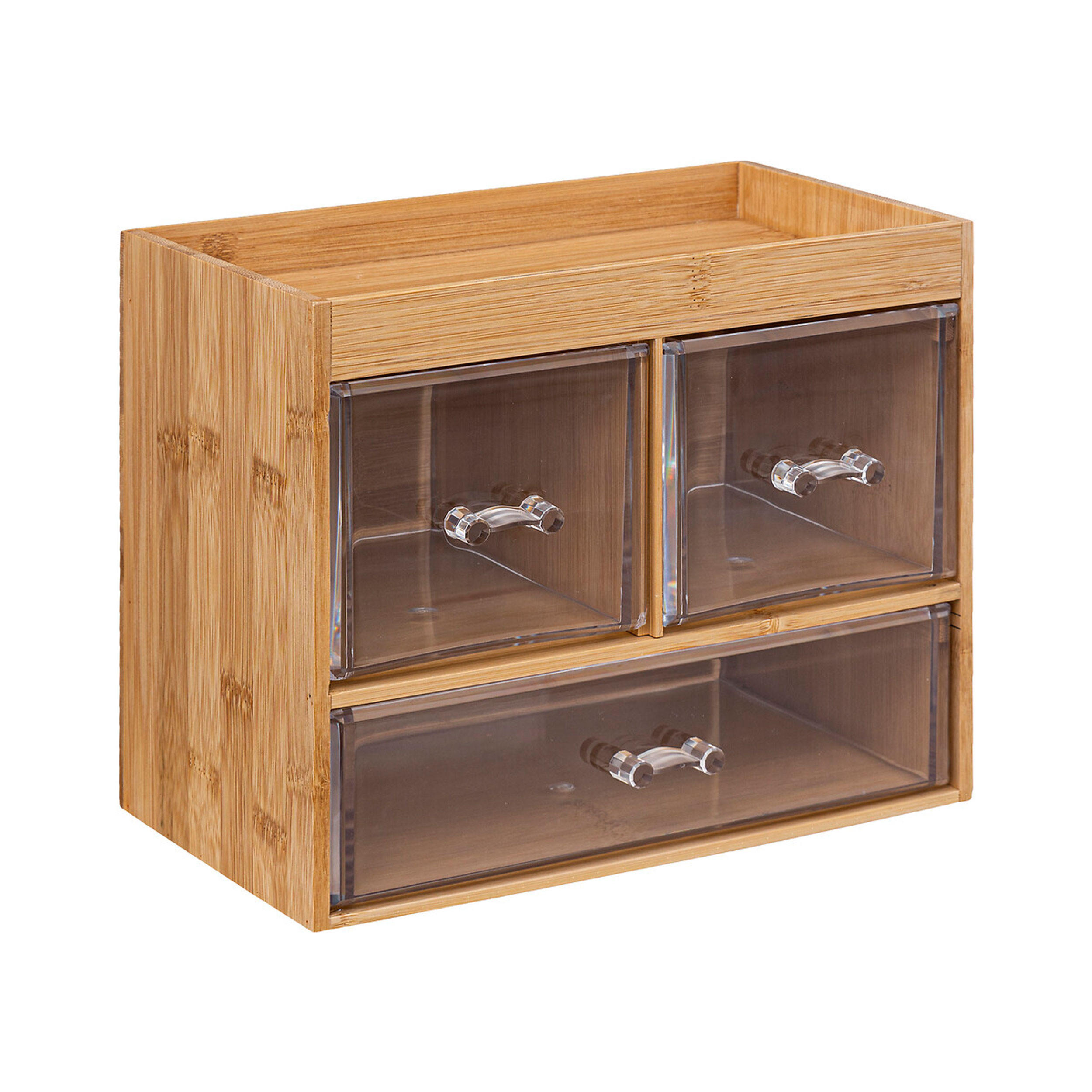 SCHMUCKORGANIZER Selena mit 3 Schubladen, Bambus, Kunststoff, 24 x 15 x 20 - Beige, Holz (15/20/24.2cm) - 5five Simply Smart