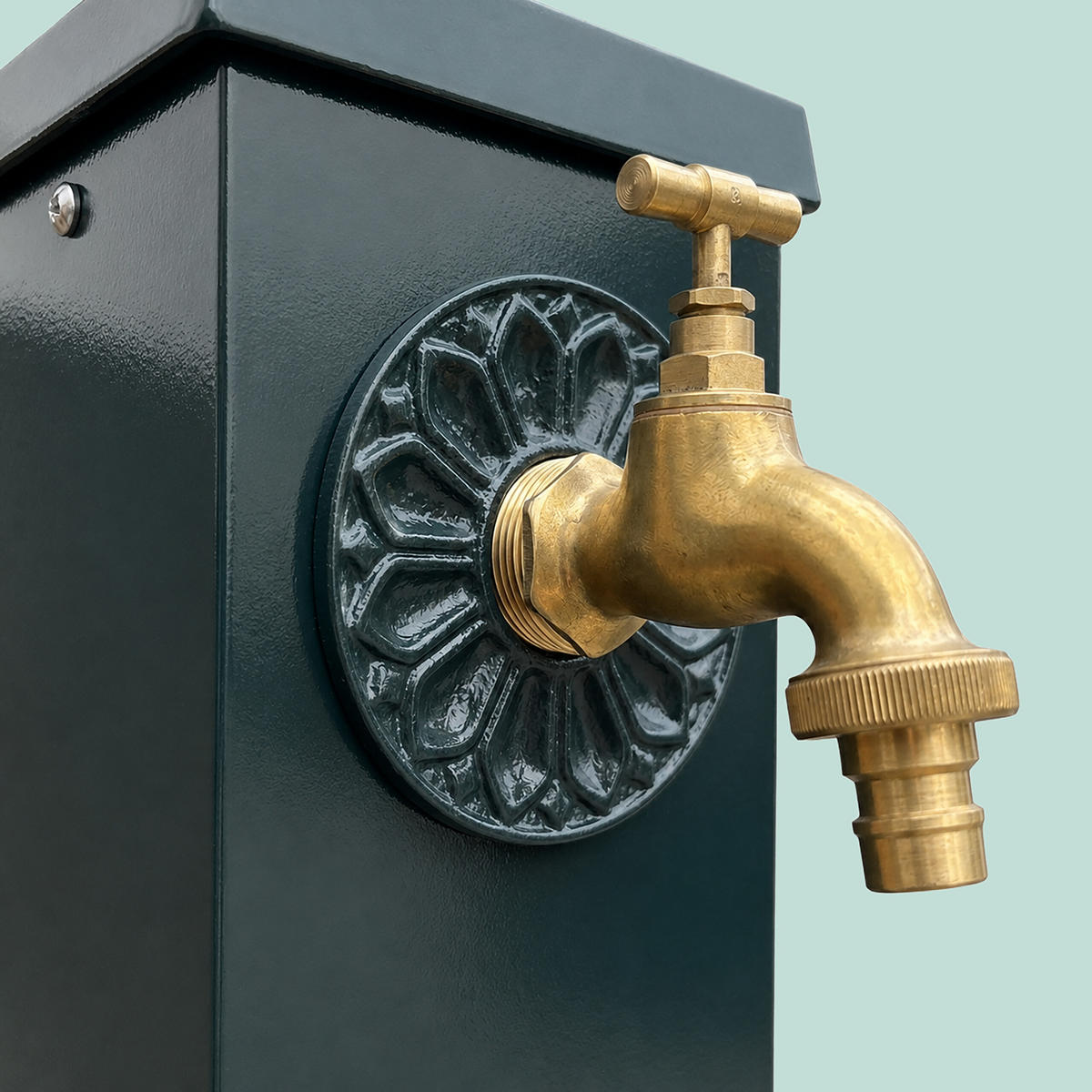 WASSERZAPFSÄULE Grün Antik-Design - Grün, Metall (22.5/22.5/91cm) - Relaxdays