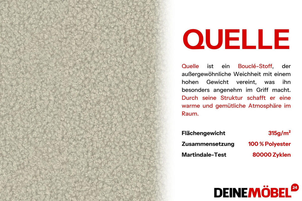 POLSTERBETT ROSSO 100/200 cm in Boucle Creme - Creme, Holz/Holzwerkstoff (100/200cm) - Deine Möbel 24