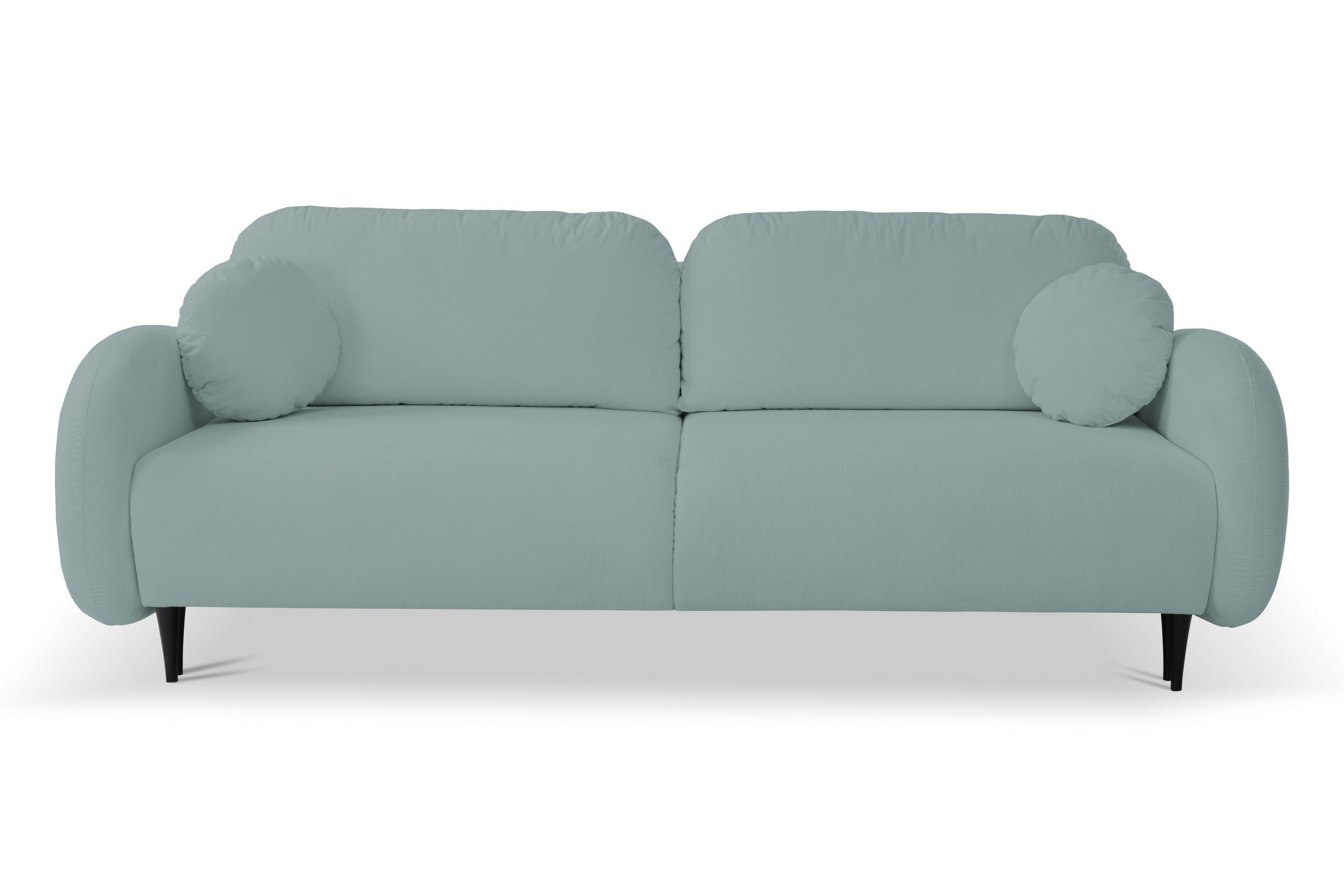 SOFA SOFT RunAgin Mit Schlaffunktion Und Bettkasten, PUR-Schaum, Schwarze Kunststofffüße, lose Rückenkissen, freistehend, 232x109x95 cm Turquoise - Türkis, Holz/Textil (232/95/109cm) - DomoHome