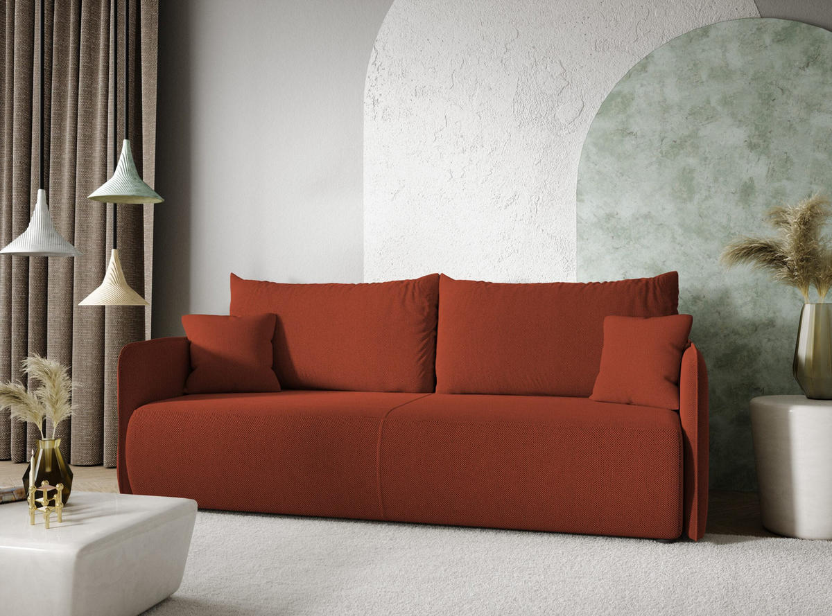 SCHLAFSOFA 4-Sitzer Rot - Rot, Textil (216/86/105cm) - Furnisell