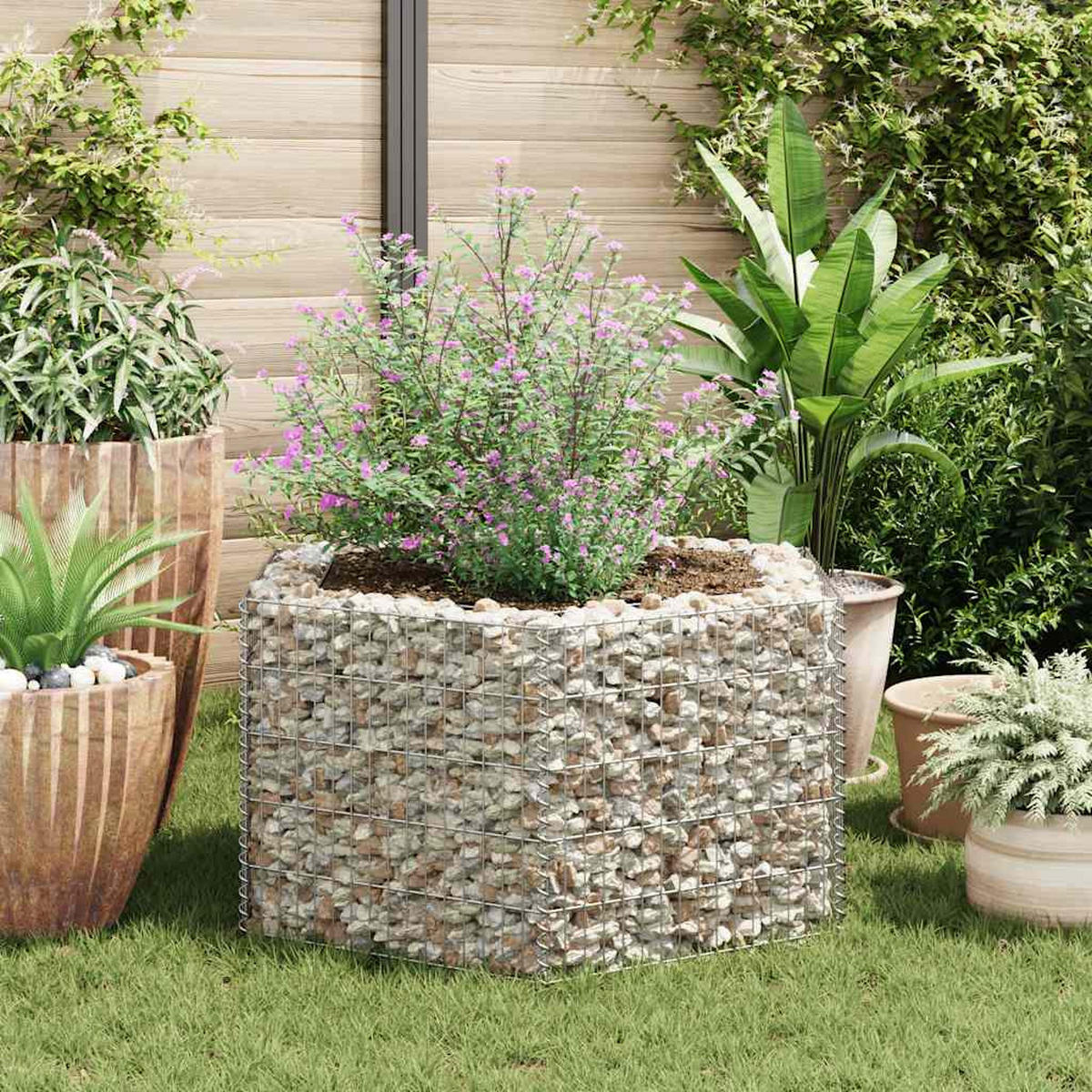 SECHSECKIGES Gabionen-Hochbeet 100x90x50 cm - Silberfarben, Metall (100/50/90cm)