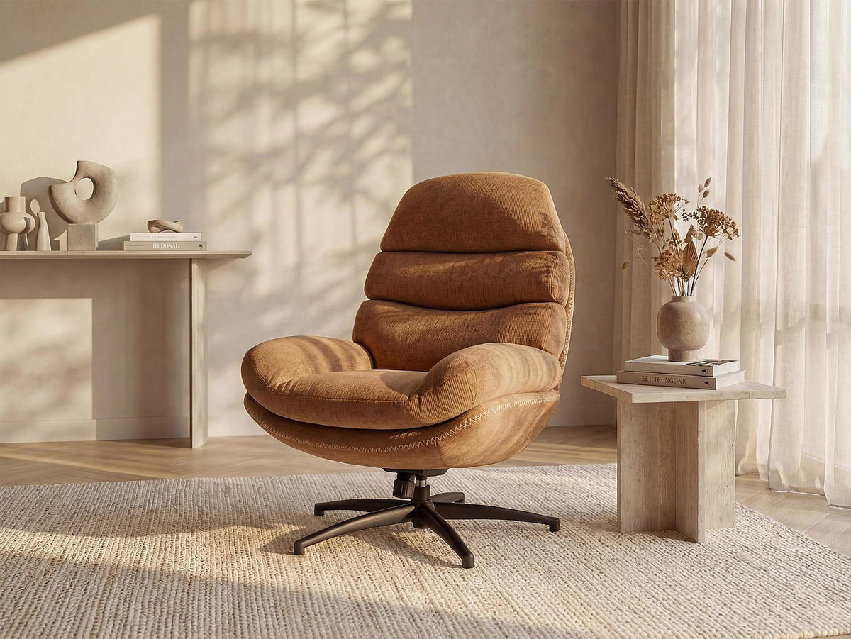 SESSEL mit gerader Rückenlehne - 1 Person - Stoff - Terracotta - - Terracotta, Textil (78/99/93cm) - Vente-Unique