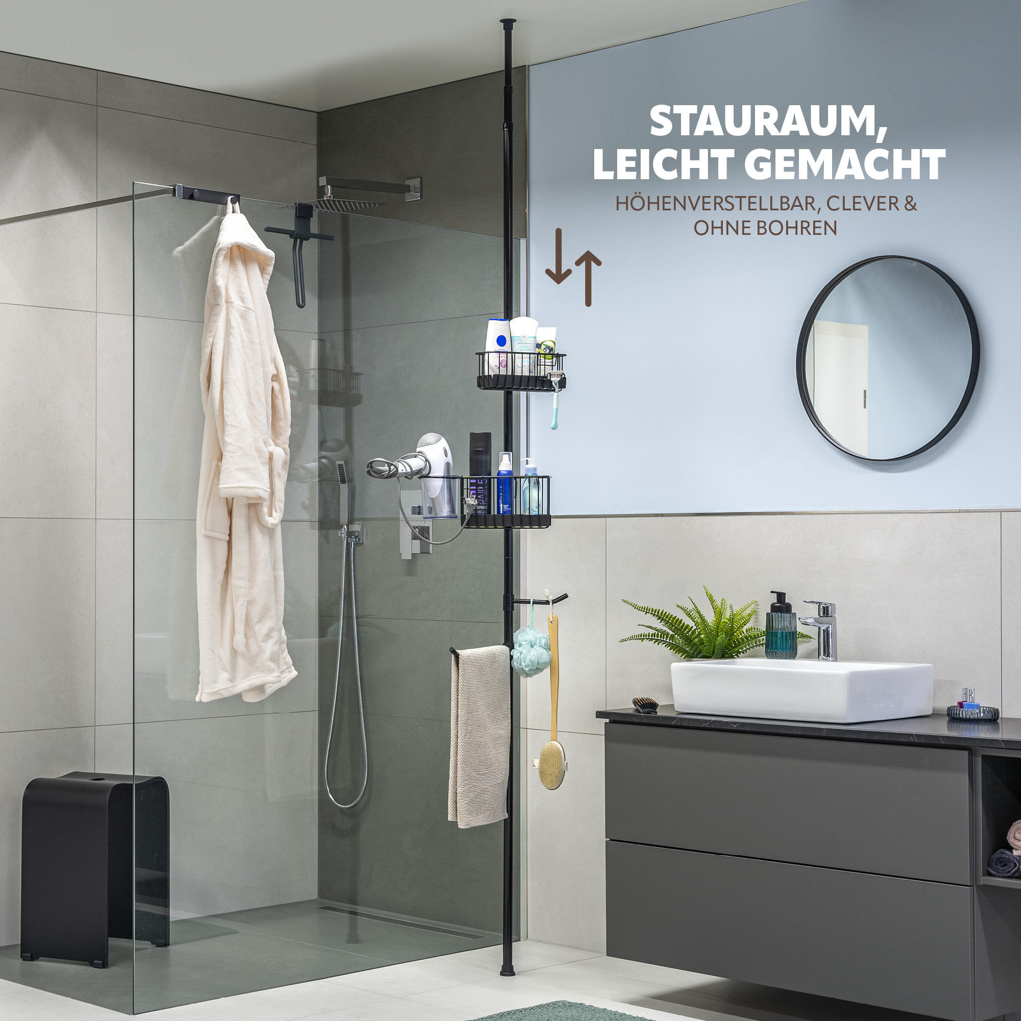 BADREGAL, schwarz - Schwarz, Metall (34.5/290/14cm) - bremermann