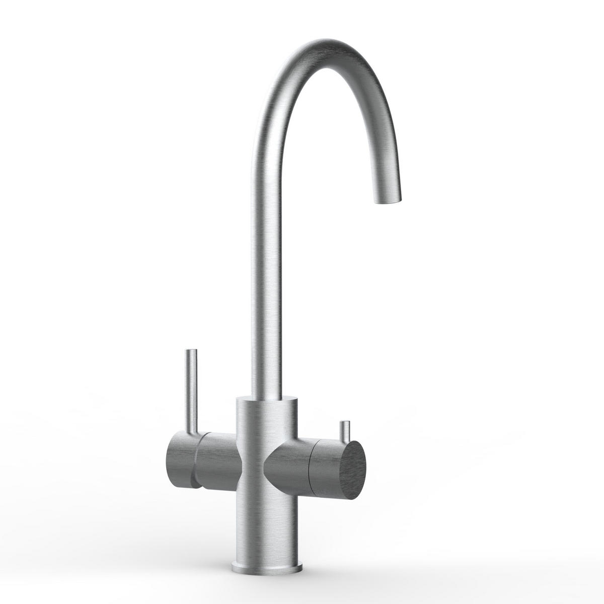 5-WEGE-KÜCHENARMATUR, Edelstahl Massiv aus Chirurgenstahl, Gebürstet, 560° schwenkbar - Edelstahlfarben, Metall (21.4/38.6/21.4cm) - VIZIO