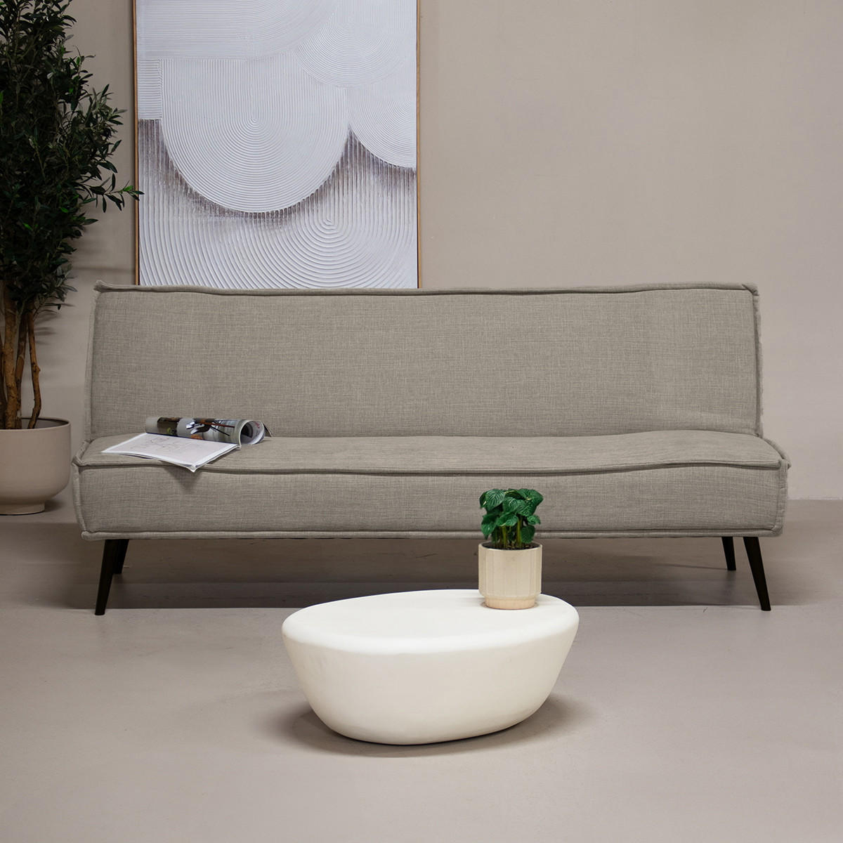 SCHLASOFA 3-Stizer aus Stoff 181x83x81cm, taupe - Taupe, Textil (83/81/181cm) - Giga Meubel