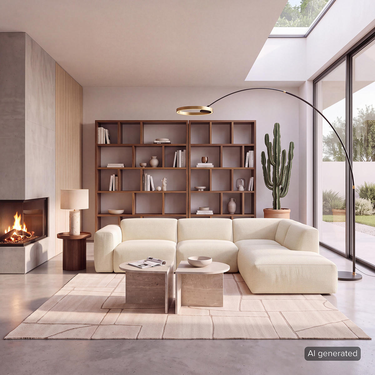 3-SITZER ECKSOFA mit Recamiere - Beige/Schwarz, Kunststoff/Textil (295/231cm) - home24