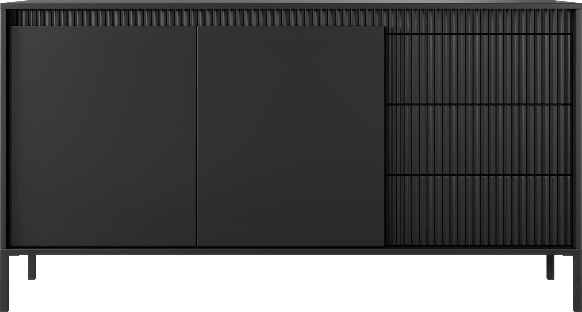 SIDEBOARD Cindy in Schwarz 154/81/40 cm - Schwarz, Holzwerkstoff/Metall (153.5/81.4/39.5cm) - WFL GROUP