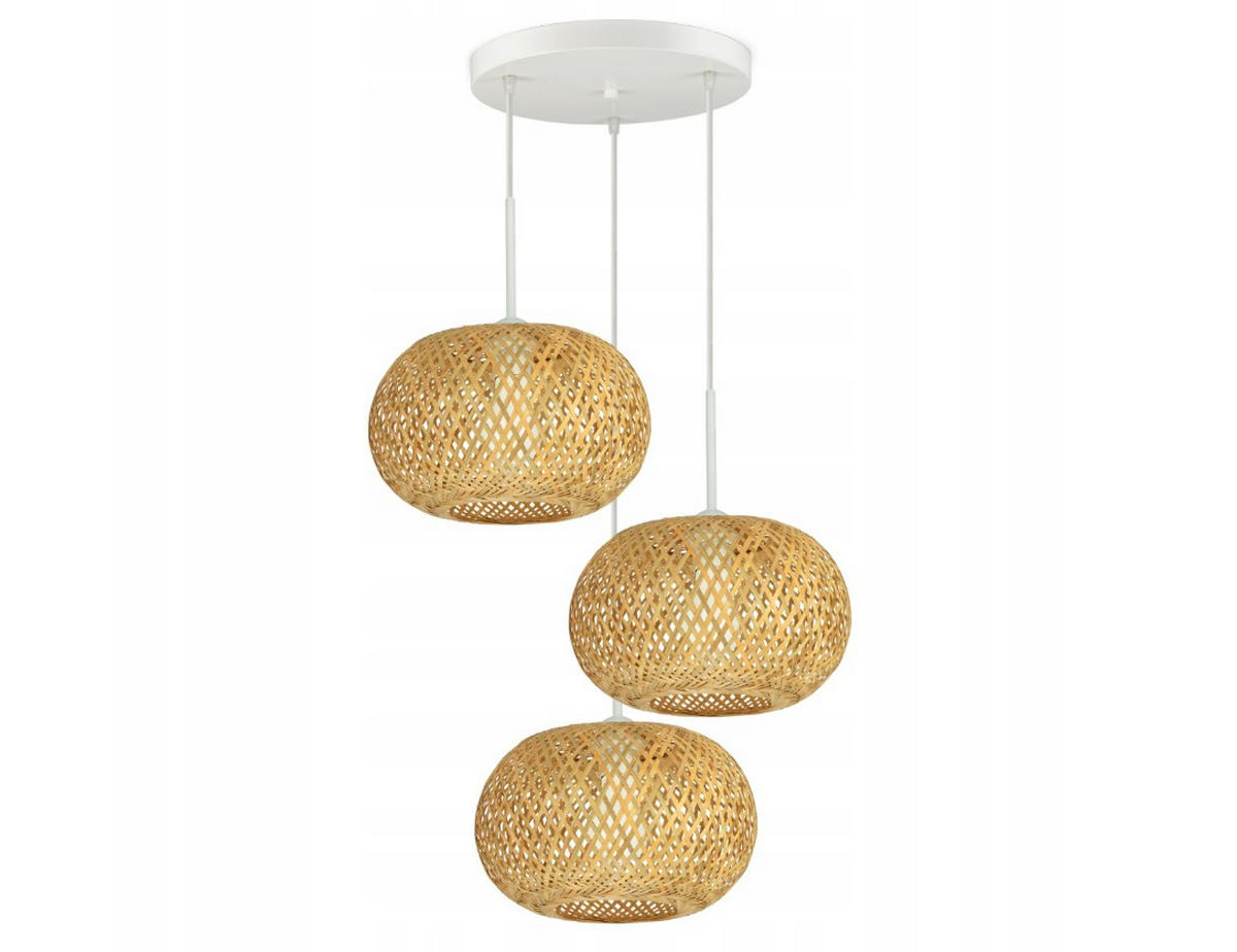 PENDELLEUCHTE BOHO - Beige/Weiß, Holz/Metall (48/48/100cm) - kiki design