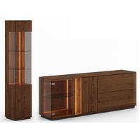 WOHNZIMMER-SET Collodi Widleiche Tabak (2-tlg) Türanschlag rechts - Wildeiche/Eichefarben, Holz (208/205/43.5cm) - Feldmann-Wohnen