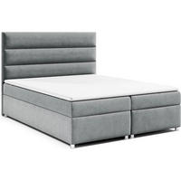 BOXBETT mit Bettkasten Trinity K-1 Bonellfederkern inkl. Topper - Grau, Holz/Holzwerkstoff (160/200cm) - Best For Home