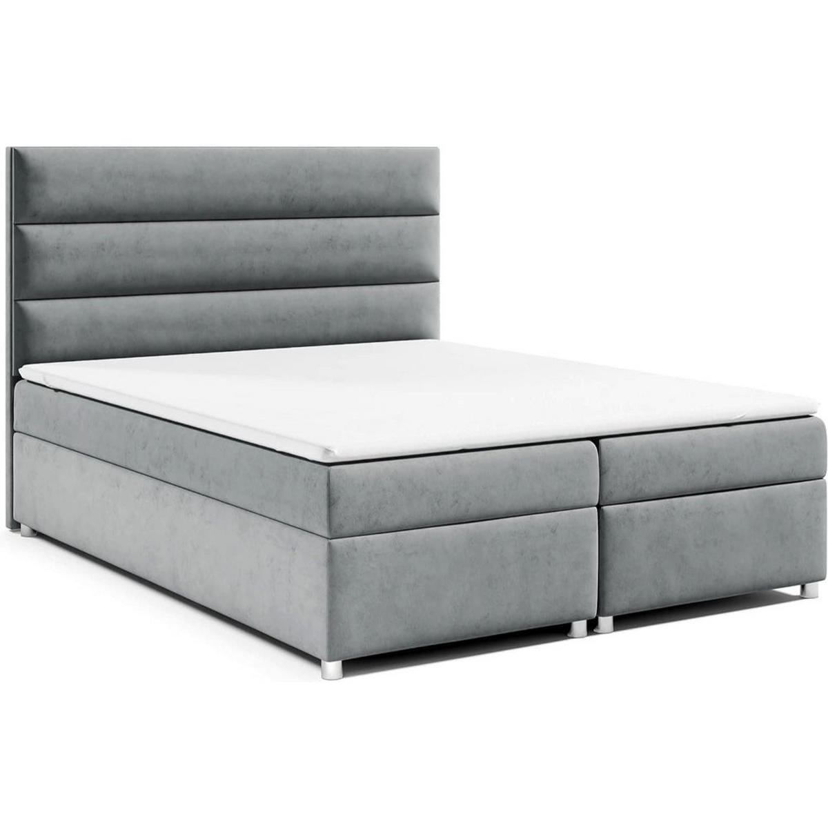 BOXBETT mit Bettkasten Trinity K-1 Bonellfederkern inkl. Topper - Grau, Holz/Holzwerkstoff (160/200cm) - Best For Home