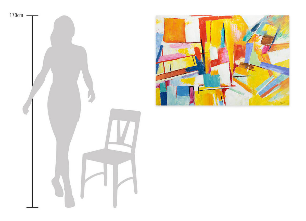 ACRYLBILD HANDGEMALT 120/80 cm - Blau/Gelb, Holz/Textil (120/80cm) - KUNSTLOFT