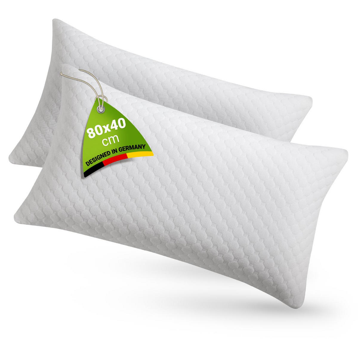 KOPFKISSEN 80x40 cm (2er-Set) - Weiß, Textil (40/80cm) - Juskys