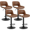 BARHOCKER 4er Set, Kunstleder Metall, Braun - Schwarz/Braun, Kunststoff/Metall (49/84/49cm) - Woltu