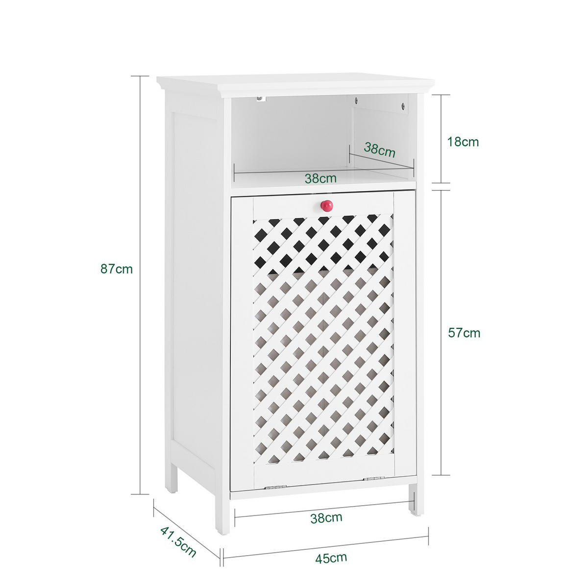 WÄSCHESCHRANK Weiß 45x41,5x87cm - Weiß, Holzwerkstoff (45/87/41.5cm) - SoBuy