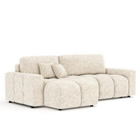 ECKSOFA MIT SCHLAFFUNKTION Ucci Creme Webstoff - Creme/Schwarz, Holz/Holzwerkstoff (233/142cm) - Maison de Reve