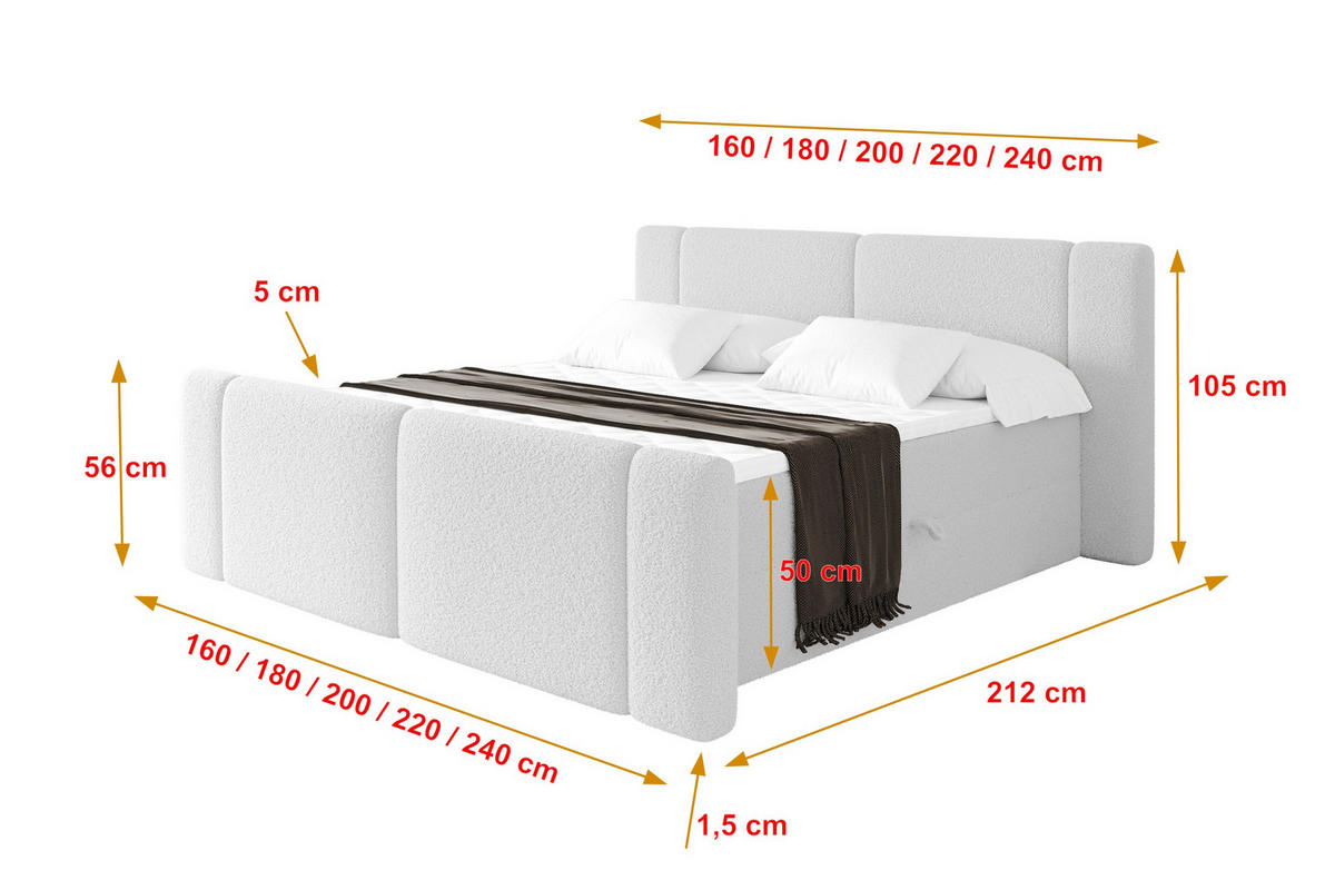 BOXBETT mit Matratze H3 - EVON Zanozek - 120x200 cm Weiß - Weiß, Holzwerkstoff (120/200cm) - ALTDECOR