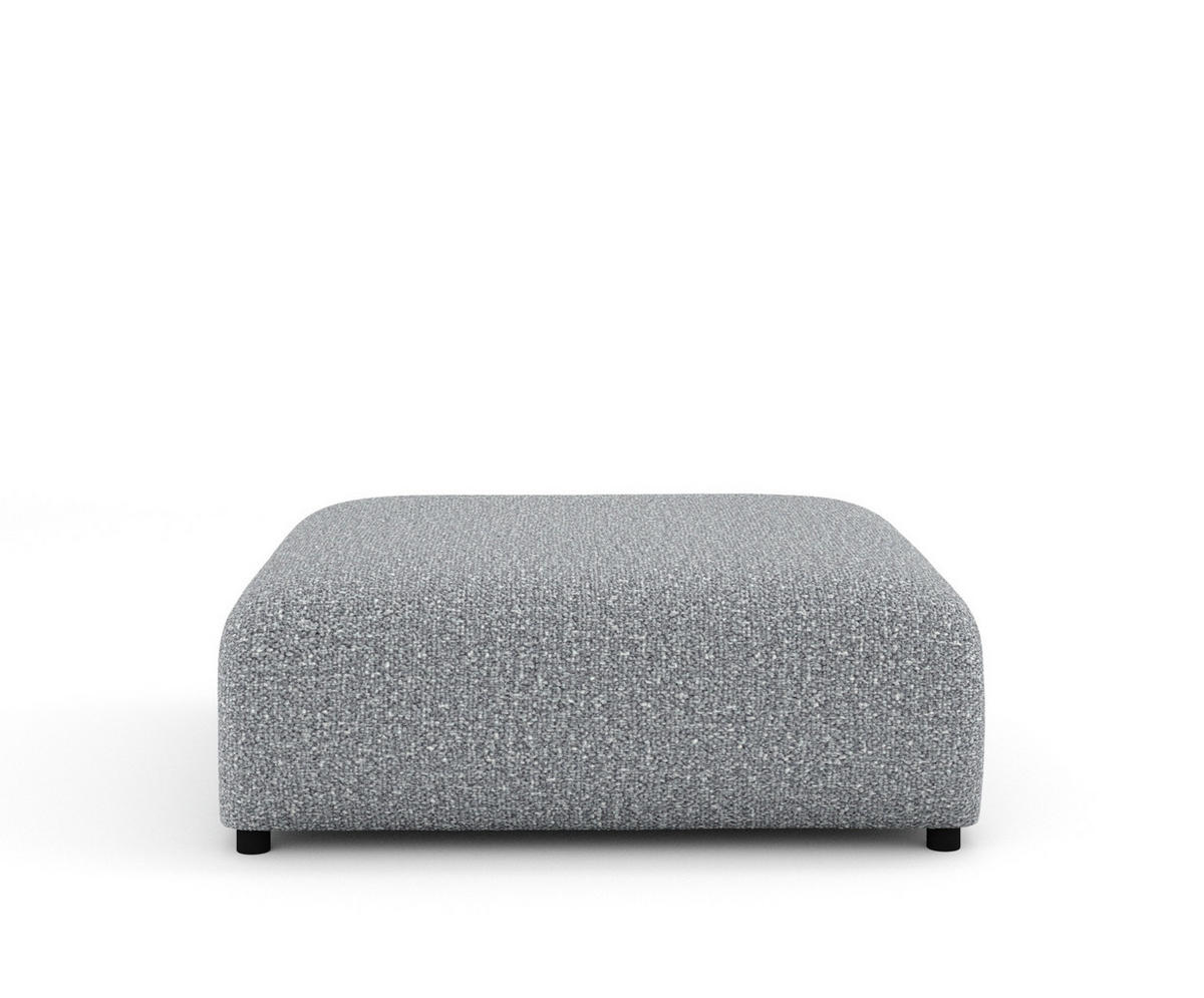 POUF L Zanzibar Grau Plüschstoff - Schwarz/Grau, Holz/Holzwerkstoff (110/37/110cm) - Maison de Reve