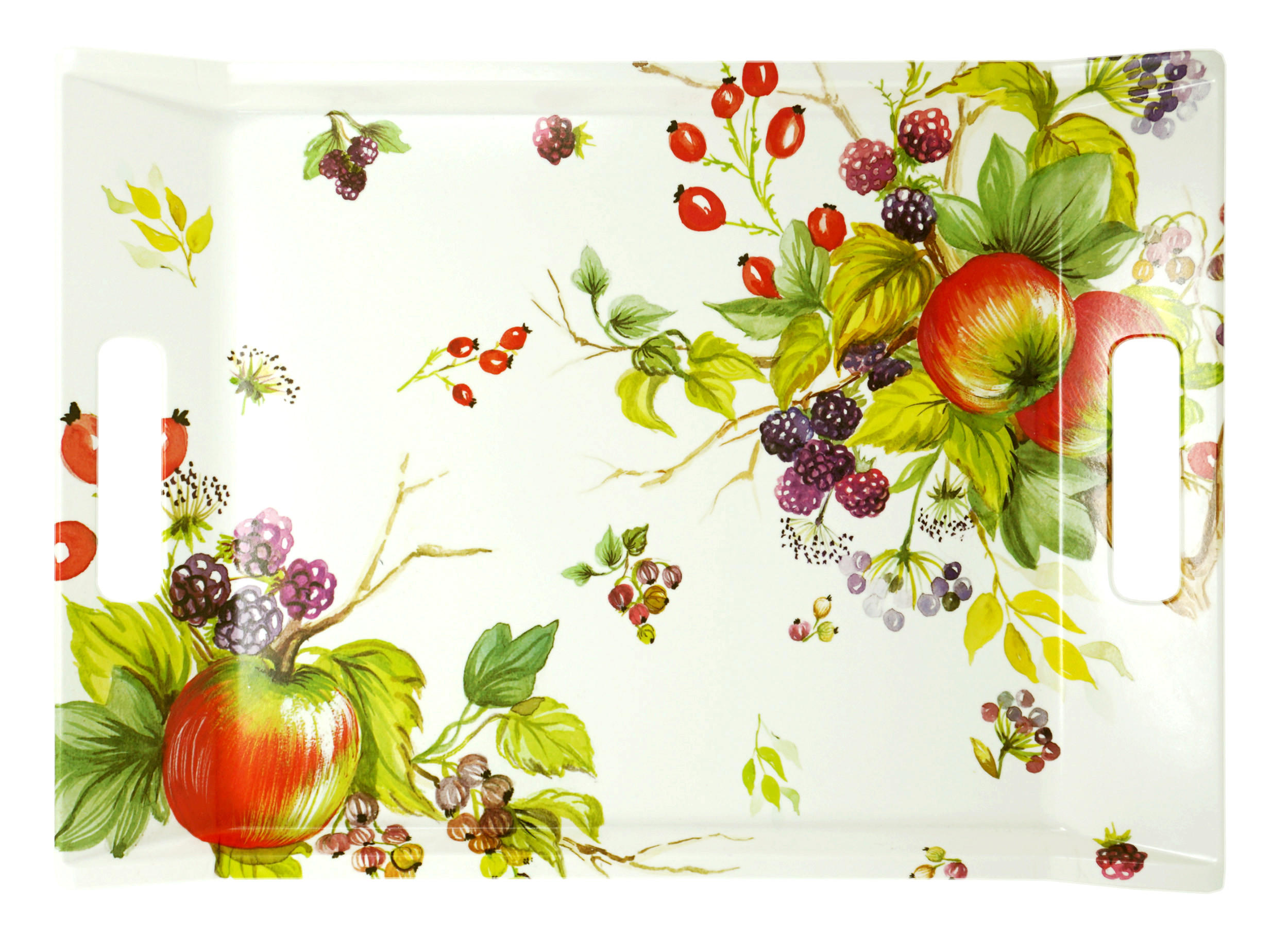 TABLETT Brombeeren, rechteckige Serviertablett mit Griff 38x27 cm - Brombeere, Kunststoff (27/3/38cm) - Lashuma