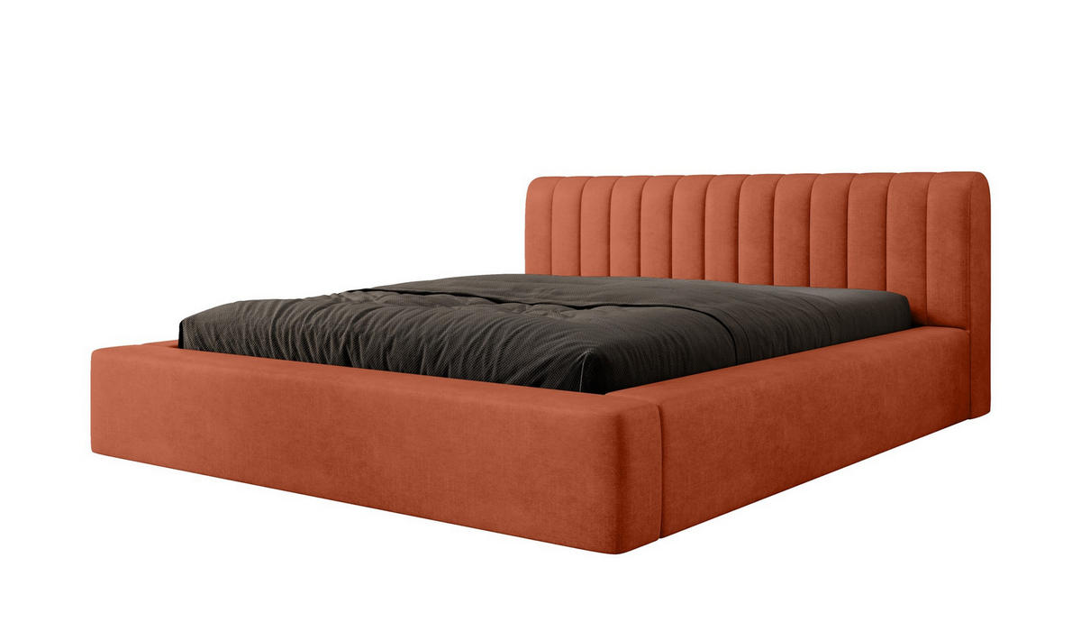 POLSTERBETT Peoria Stoff Macau - Rotbraun, Holzwerkstoff/Textil (160/200cm) - Fun Möbel