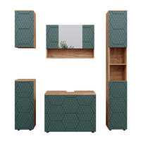 BADMÖBEL-SET Irma Grün 5 Teile - Eiche Wotan/Grün, Holzwerkstoff (80/58.6/41cm) - Vicco
