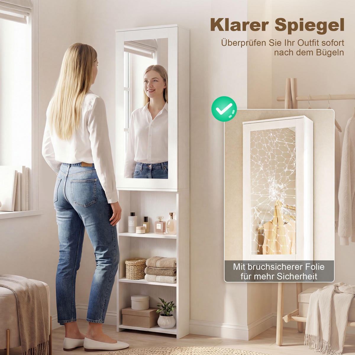 BÜGELBRETTSCHRANK DE-09593 Weiß - Weiß, Holzwerkstoff (106/174/35cm) - ComfortXL