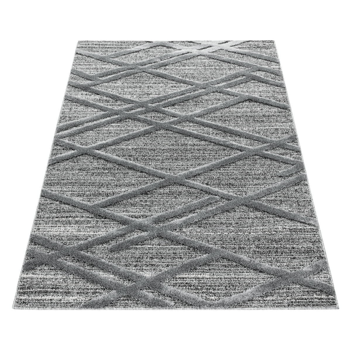 TEPPICH Hochflor Hoch-Tief Boho-Muster Polypropylen Wohnzimmer Grau Rechteckig 200x290 - Grau, Textil (200/290cm) - KADIMA DESIGN