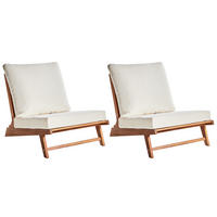 GARTENSTUHL 2er Set Heller Holzfarbton Micciano - Hellbraun/Weiß, Holz (70/71/91cm) - Beliani