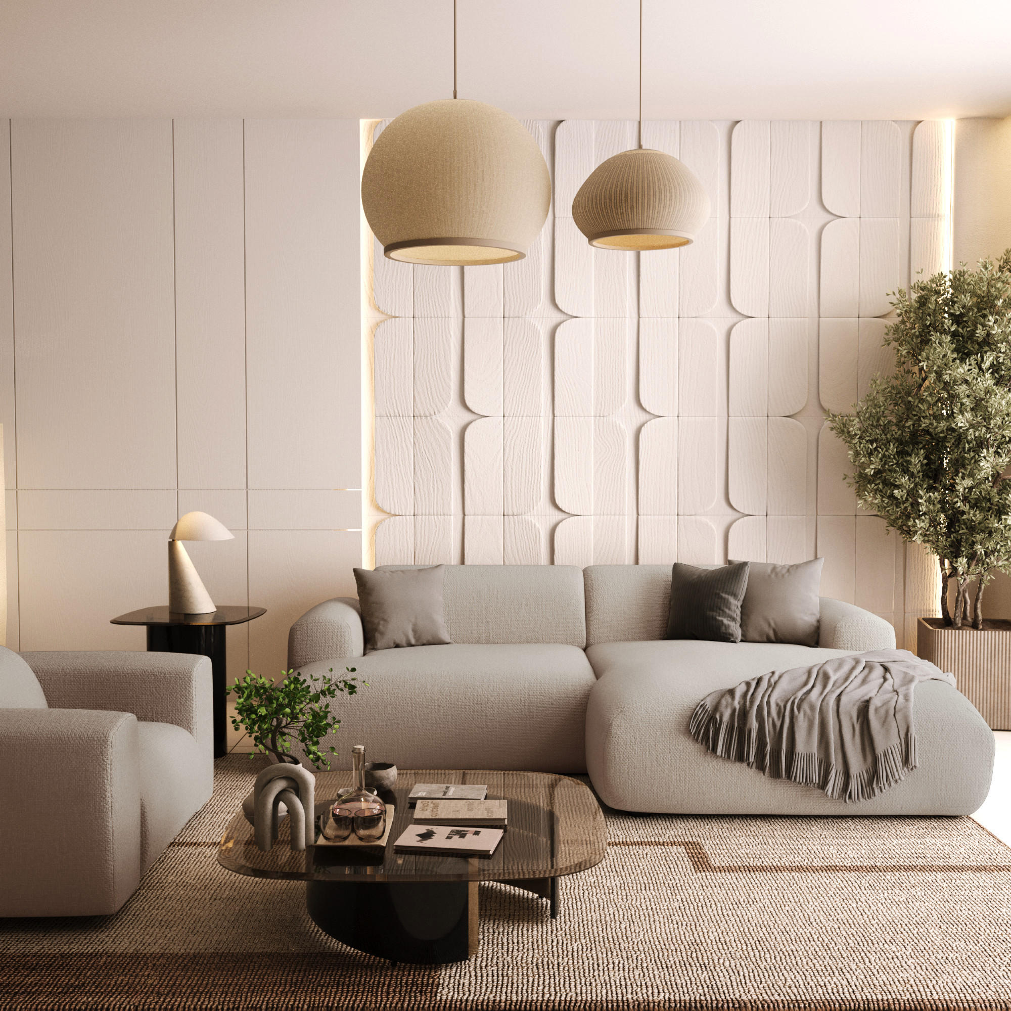 ECKSOFA RECHTS Rastergewebe Beige 266cm - Beige, Textil (266/165cm) - Sia Home